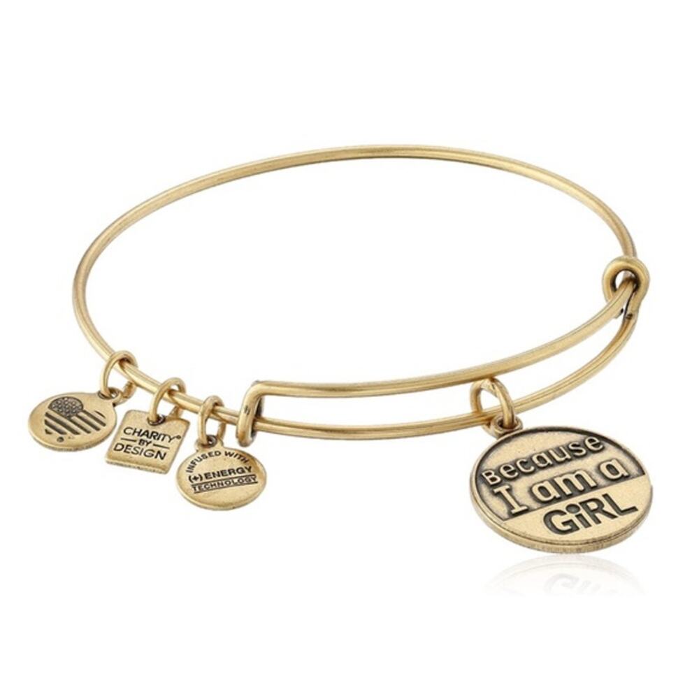 Alex and Ani Gold Tone Because I'm a Girl Bangle Bracelet